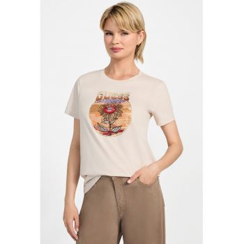Tricou de bumbac cu strasuri ieftin