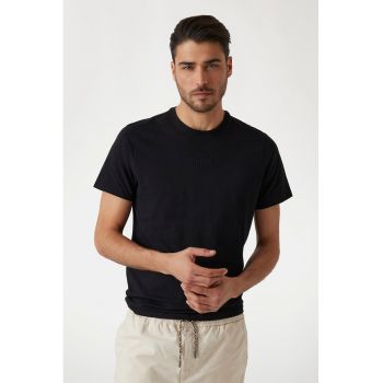 Tricou din bumbac cu decolteu la baza gatului