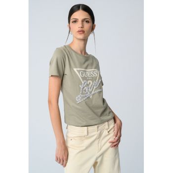 Tricou din bumbac cu imprimeu logo ieftin