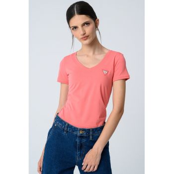 Tricou slim fit cu decolteu in V ieftin