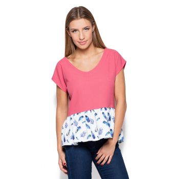 Bluza dama  coral - poliester 100% - maneca scurta - croiala lejera