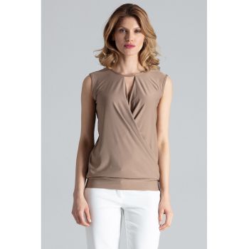 Bluza dama -  Poliester/Elastan - Fara maneci - Eleganta - Bej