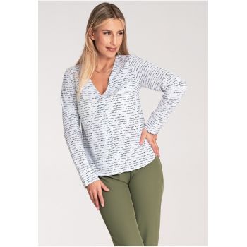 Bluza dama -  Poliester/Elastan - Maneca lunga - Alb/Negru