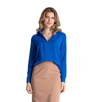 Bluza eleganta  M621 - albastru safir - maneca lunga - poliester/elastan