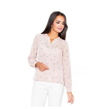 Camasa eleganta  M254 fara guler - motiv animale - roz - poliester