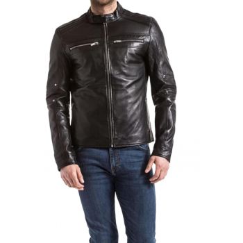 Jacheta de piele cu guler scurt -