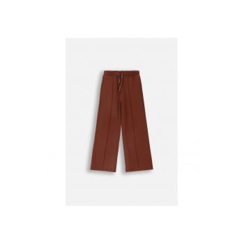 Pantaloni ampli cu talie ajustabila cu snur - Maro scortisoara