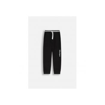 Pantaloni copii -  ACADEMY BOY JUNIOR - crac lung - negru - bumbac