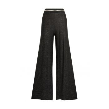 Pantaloni din tricot cu croiala ampla si talie elastica