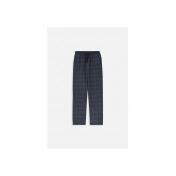 Pantaloni in carouri cu buzunare laterale - Bleumarin -