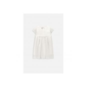 Rochie cu talie Empire si garnituri din dantela - Alb