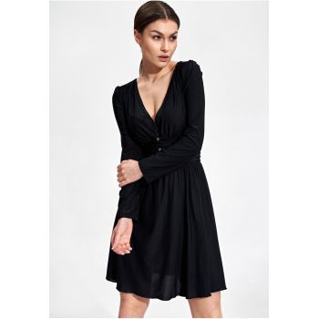 Rochie de seara  M861 - neagra - maneci lungi - poliester - eleganta