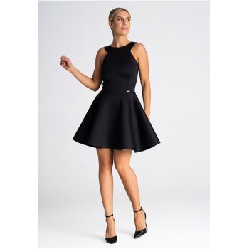 Rochie evazata  neagra - fara maneci - poliester