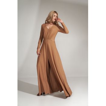 Rochie maxi  eleganta - fanta - bej - poliester