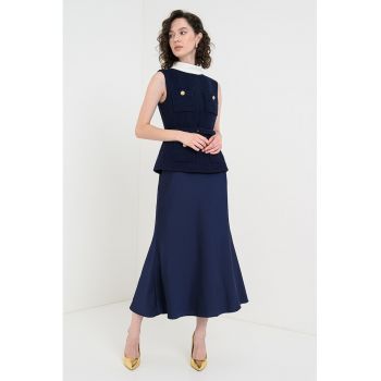 Rochie midi din amestec de lana cu design 2in1