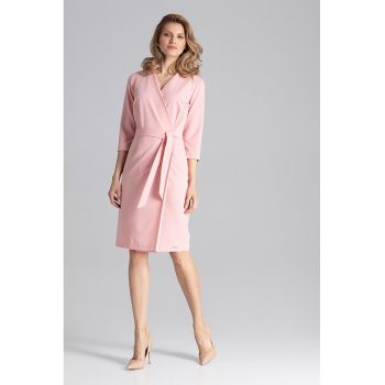 Rochie wrap -  M654 - roz - poliester-viscoza