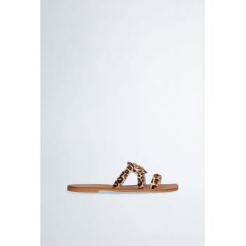 Sandale de piele cu animal print