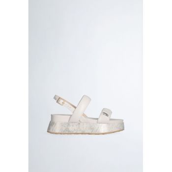 Sandale wedge de piele ecologica