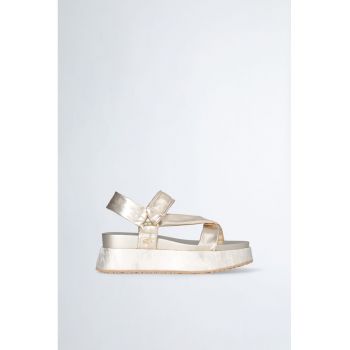 Sandale wedge de piele ecologica