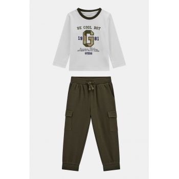 Set de bluza cu decolteu rotund si pantaloni cargo - 2 piese