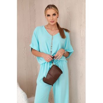 Set de bluza cu nod frontal si pantaloni - Set de bluza cu nod frontal si pantaloni -