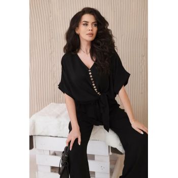 Set de bluza cu nod frontal si pantaloni -
