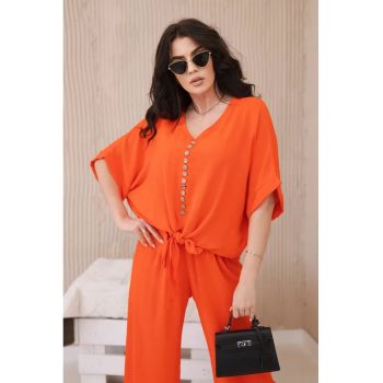 Set de bluza cu nod frontal si pantaloni -