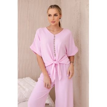 Set de bluza cu nod frontal si pantaloni -