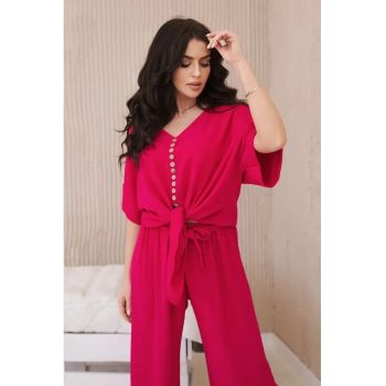 Set de bluza cu nod frontal si pantaloni -