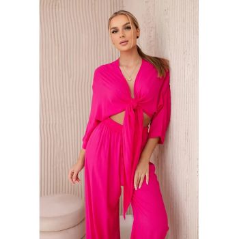 Set de bluza cu prindere frontala si pantaloni -