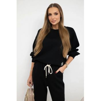 Set de bluza si pantaloni cu snur -