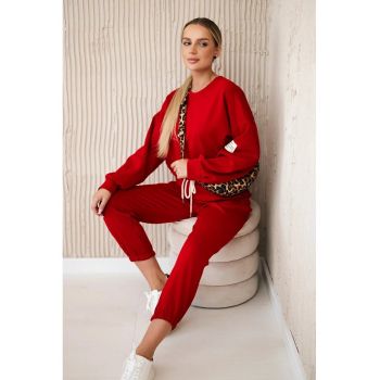 Set de bluza si pantaloni cu snur -