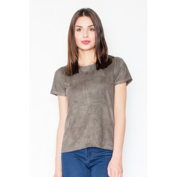 Tricou dama -  Poliester/Elastan - Cu fermoar - Masliniu
