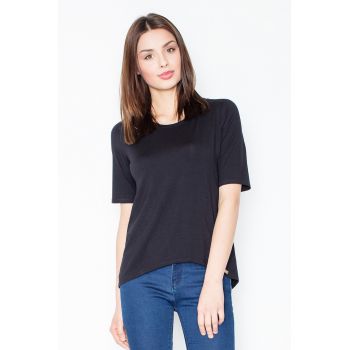 Tricou dama -  Spatele gol - Viscoza/Elastan - Negru