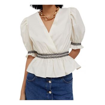 Bluza cu maneci bufante si decolteu petrecut -