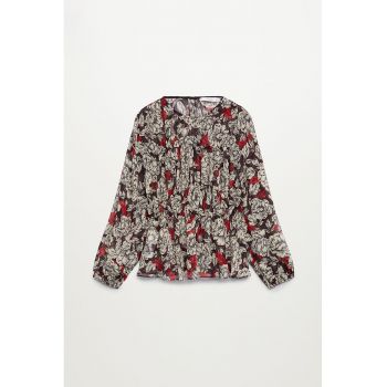 Bluza cu pliuri si model floral Julia