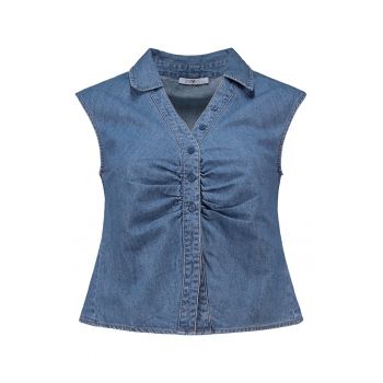 Bluza din denim cu decolteu in V - fara maneci