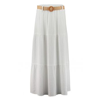 Fusta maxi din bumbac cu curea in talie