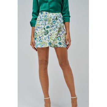 Fusta-pantalon din amestec de in cu imprimeu floral