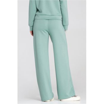 Pantaloni dama -  tricot/elastan - verde menta -