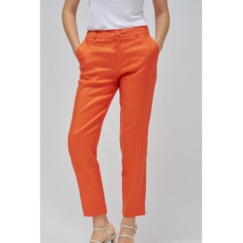 Pantaloni regular fit din amestec de in