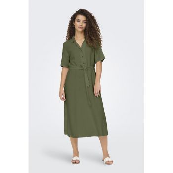 Rochie-camasa din amestec de in cu un cordon in talie