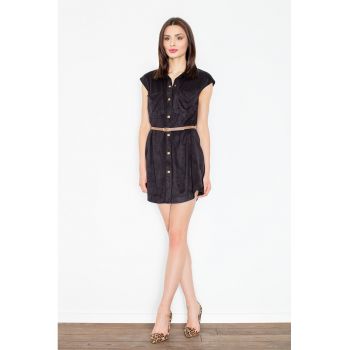 Rochie -  capse - curea - neagra - poliester