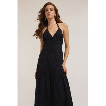 Rochie lunga din bumbac cu decolteu in V