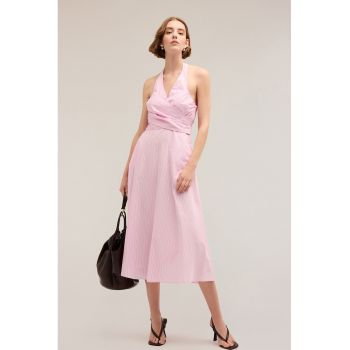 Rochie midi cu decolteu halter
