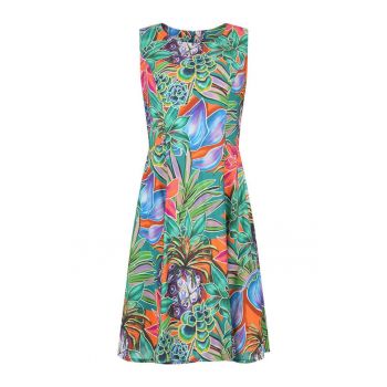 Rochie midi evazata cu imprimeu tropical - 3XL