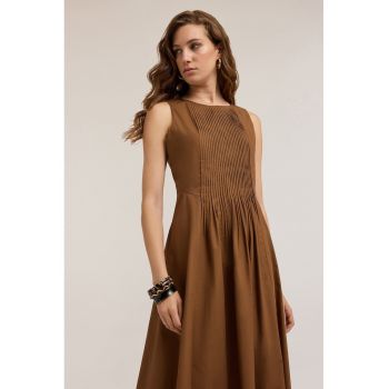 Rochie midi evazata din bumbac