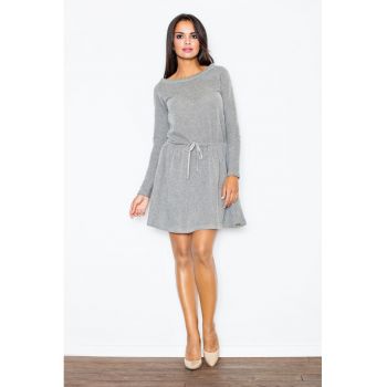 Rochie  tricotata - gri inchis - bumbac