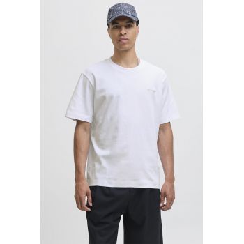 Tricou din bumbac cu decolteu la baza gatului