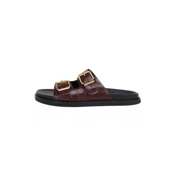 Papuci din piele cu aspect de piele de crocodil